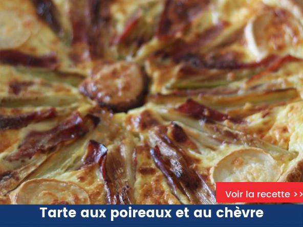 Tarte aux poireaux caramélisés et au chèvre
